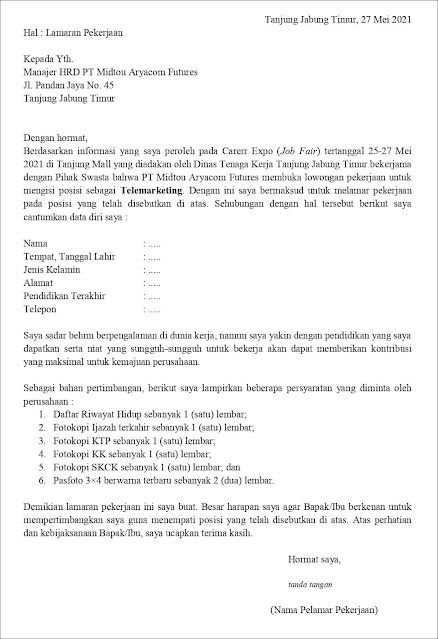 Detail Contoh Surat Lamaran Jobfair Nomer 29