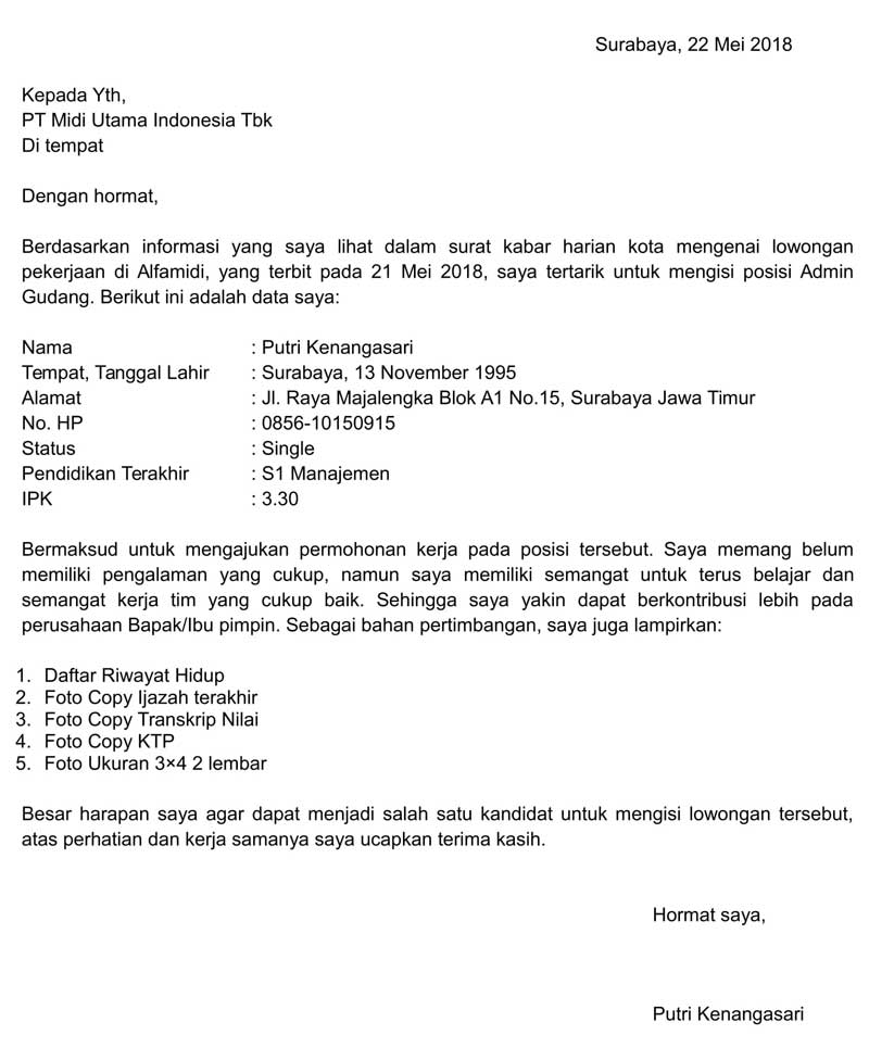 Detail Contoh Surat Lamaran Jobfair Nomer 53