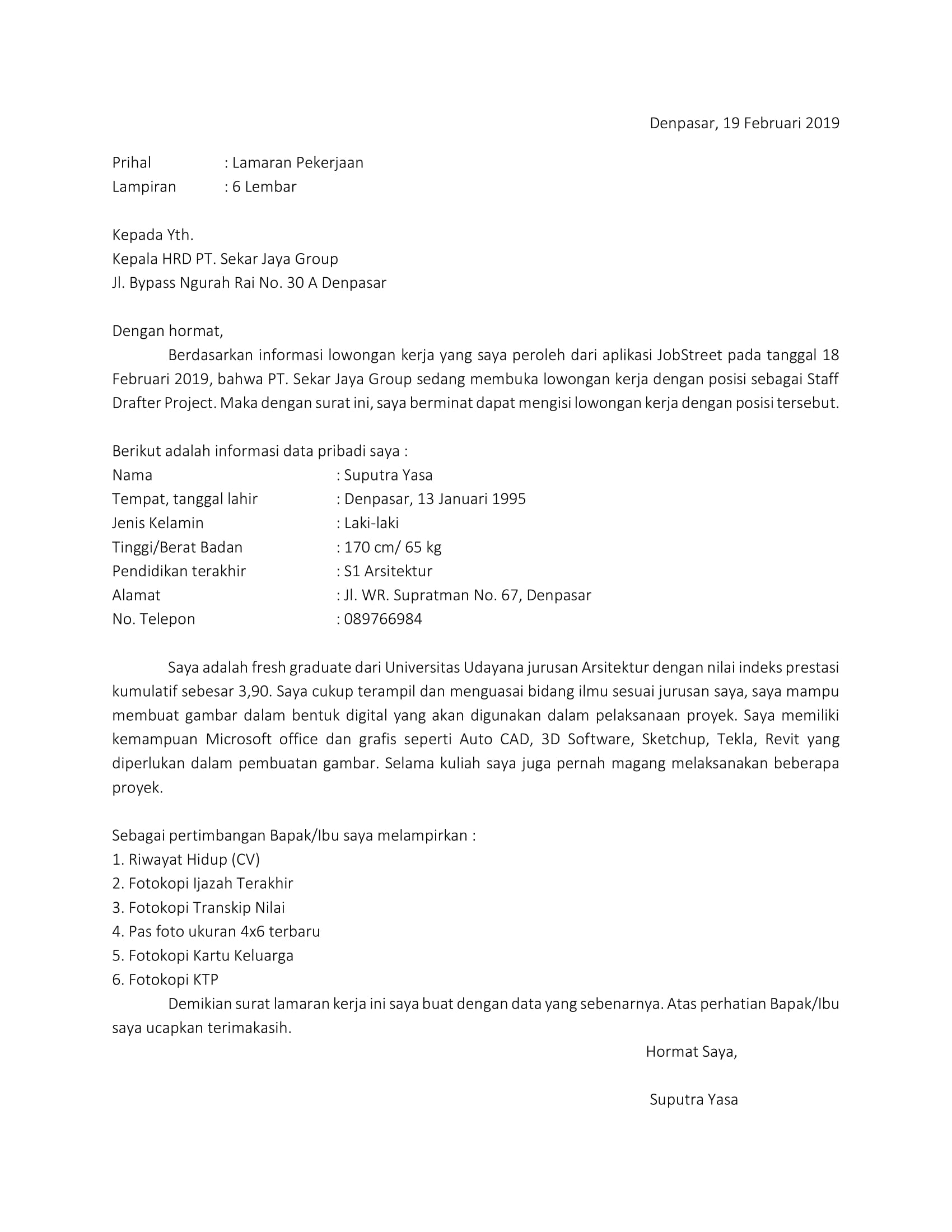 Detail Contoh Surat Lamaran Jobstreet Nomer 11