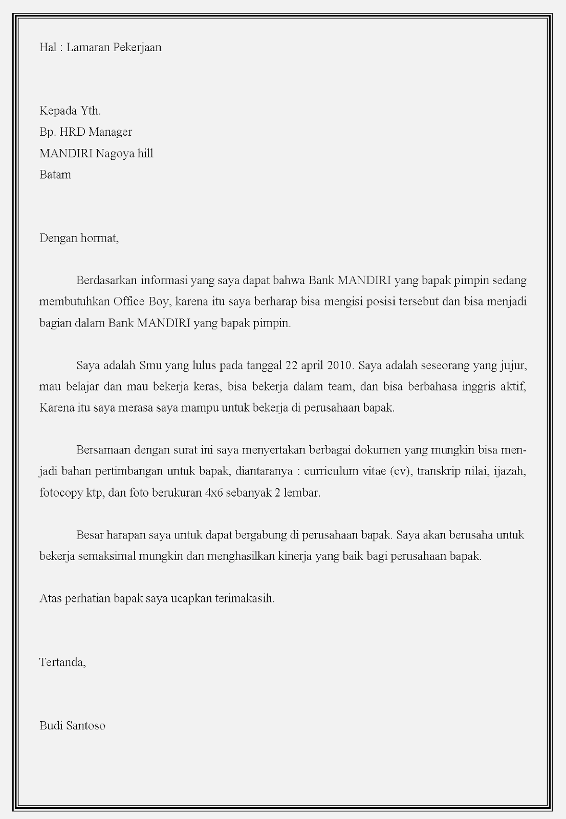 Detail Contoh Surat Lamaran Ke Bank Mandiri Nomer 13