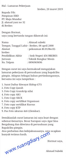 Detail Contoh Surat Lamaran Ke Pt Nomer 48