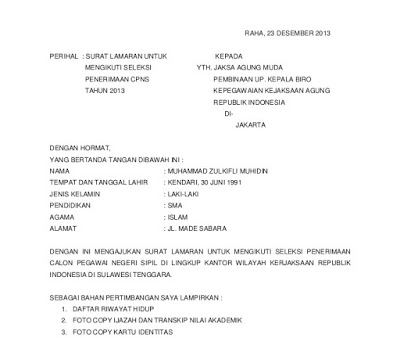 Detail Contoh Surat Lamaran Kejaksaan Nomer 3