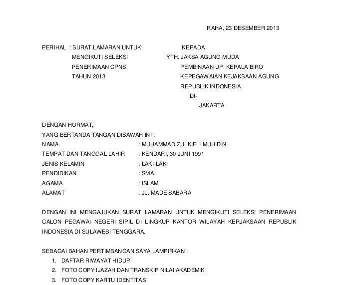 Detail Contoh Surat Lamaran Kejaksaan Nomer 8