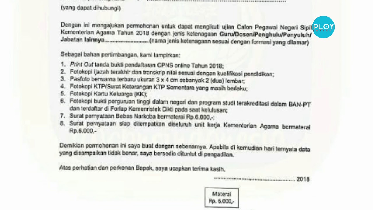 Detail Contoh Surat Lamaran Kemenag Cpns 2018 Nomer 28