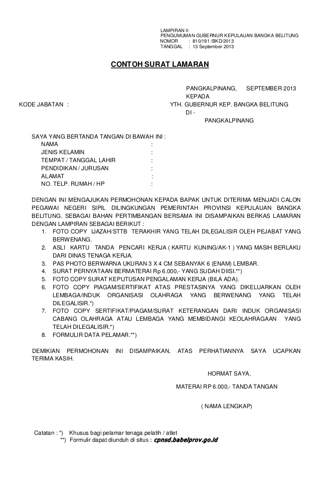 Detail Contoh Surat Lamaran Kementerian Keuangan Nomer 11