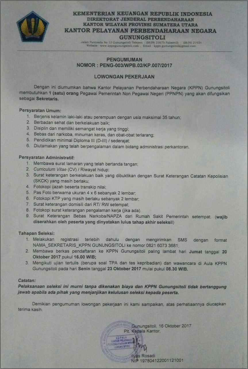 Detail Contoh Surat Lamaran Kementerian Keuangan Nomer 23