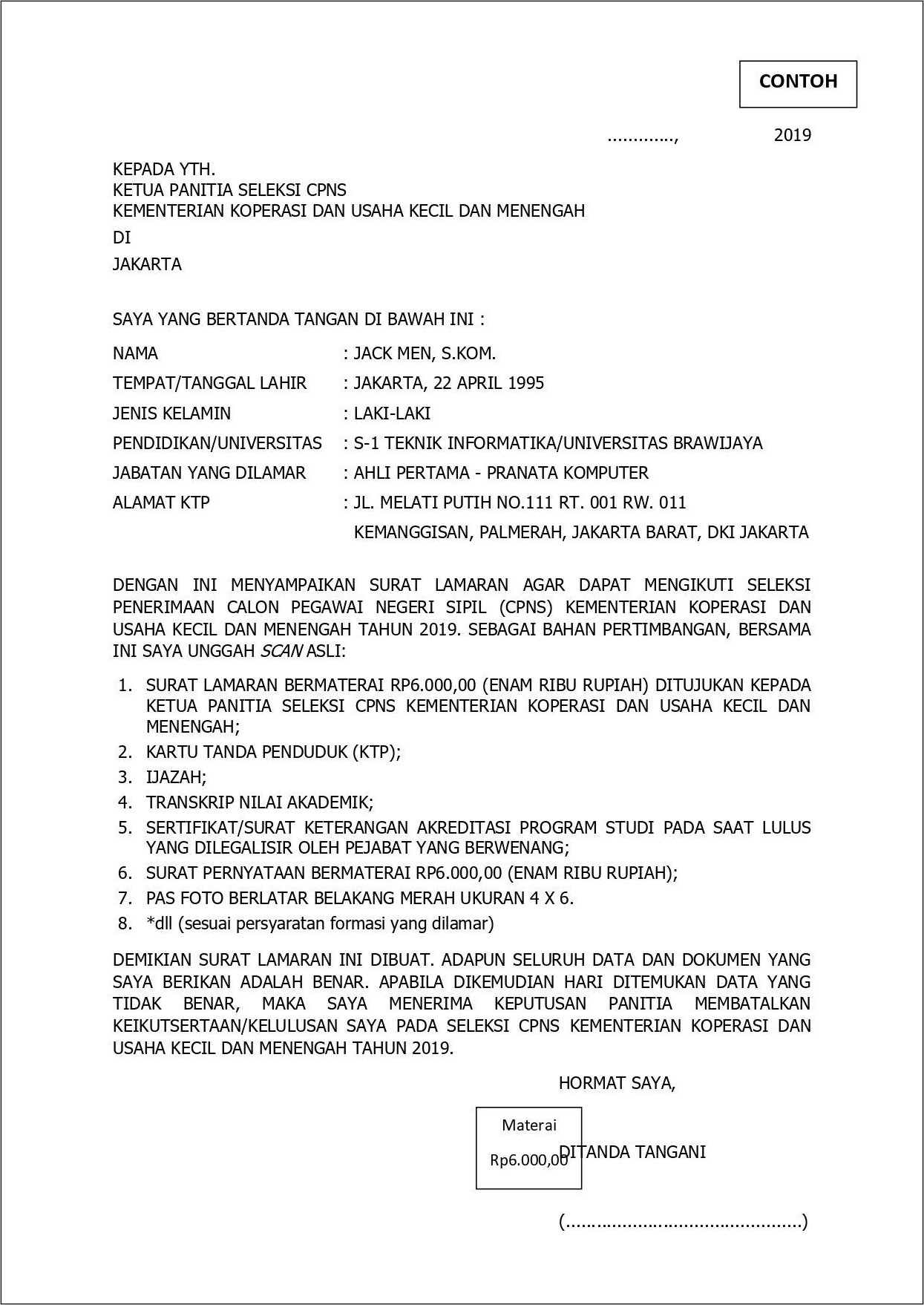 Detail Contoh Surat Lamaran Kementerian Pertanian Nomer 13