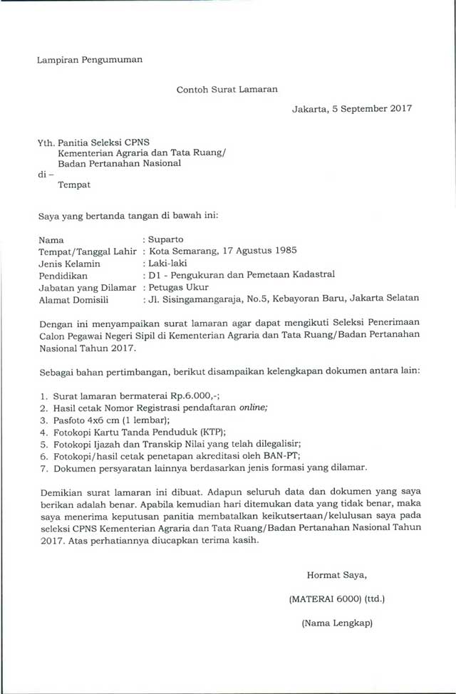 Detail Contoh Surat Lamaran Kementerian Pertanian Nomer 24