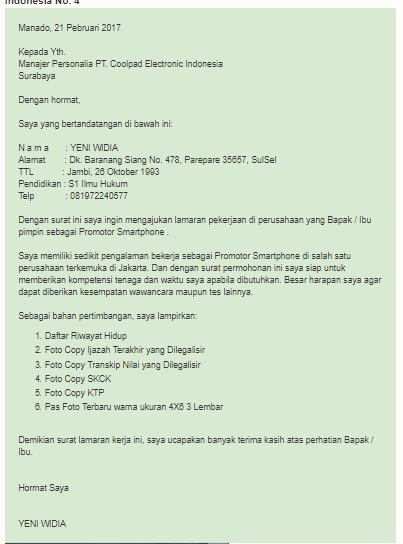 Detail Contoh Surat Lamaran Kerja 2018 Doc Nomer 31