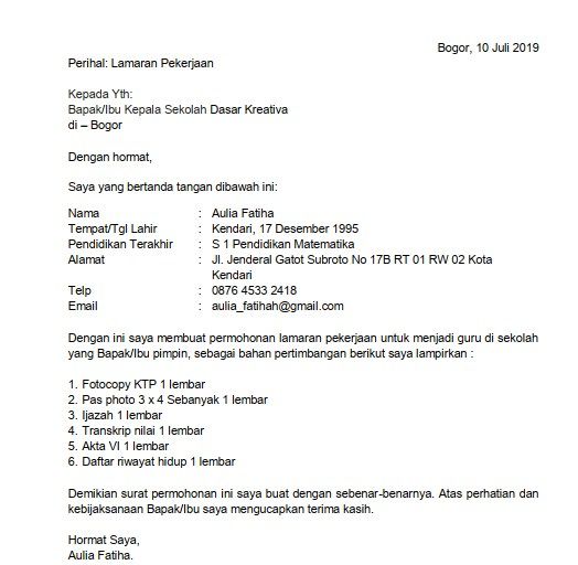 Detail Contoh Surat Lamaran Kerja 2019 Doc Nomer 40