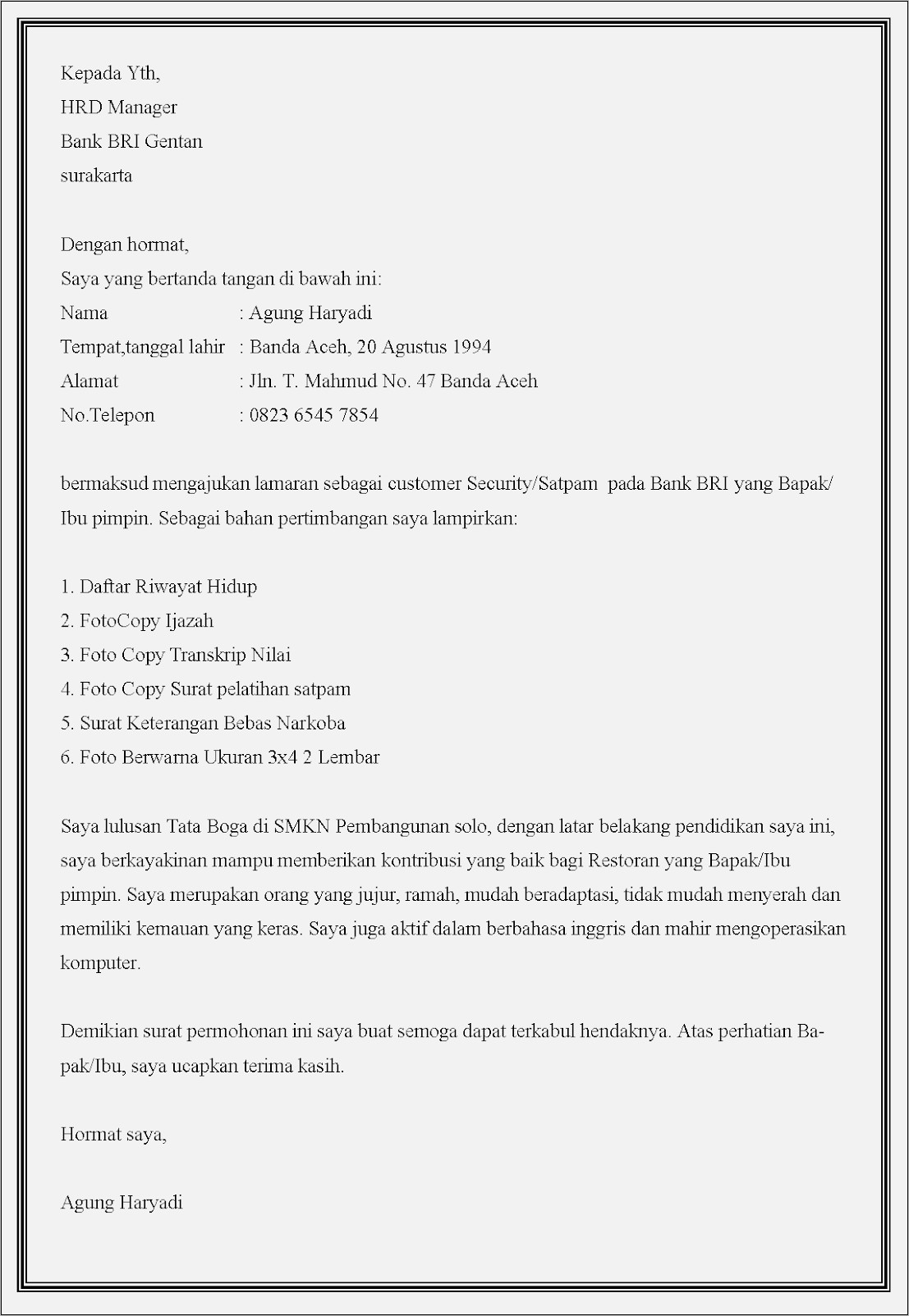 Detail Contoh Surat Lamaran Kerja Asuransi Nomer 19