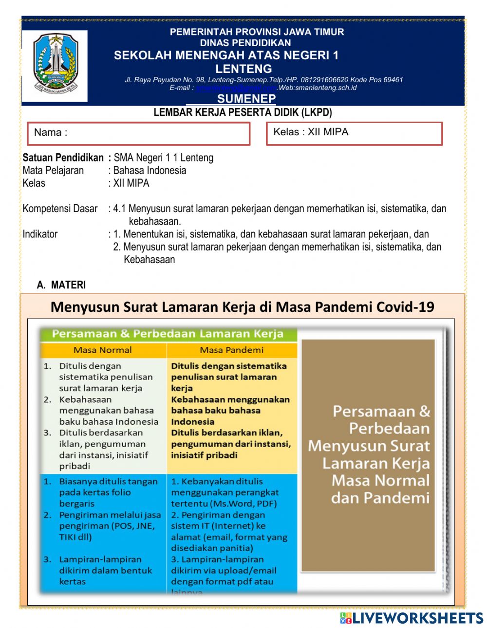 Detail Contoh Surat Lamaran Kerja Bahasa Indonesia Kelas 12 Nomer 42