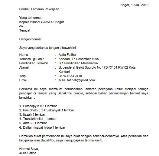 Detail Contoh Surat Lamaran Kerja Bahasa Inggris Doc Nomer 43