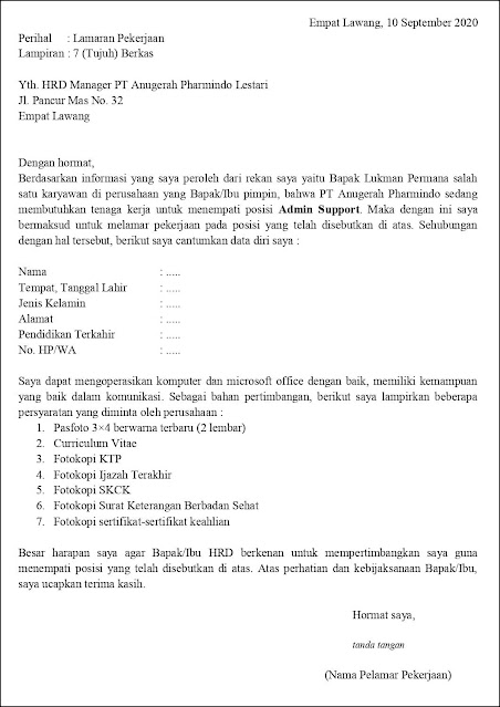 Detail Contoh Surat Lamaran Kerja Berdasarkan Informasi Orang Lain Nomer 33