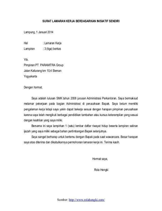 Detail Contoh Surat Lamaran Kerja Berdasarkan Inisiatif Sendiri Nomer 8