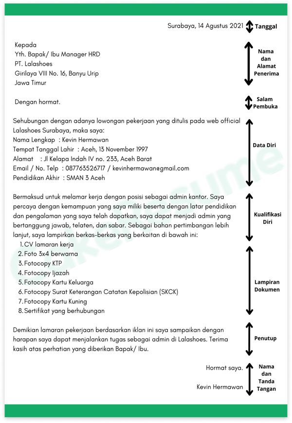 Detail Contoh Surat Lamaran Kerja Berdasarkan Lowongan Nomer 5