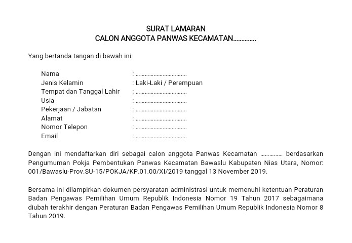 Detail Contoh Surat Lamaran Kerja Berdasarkan Pengumuman Nomer 49