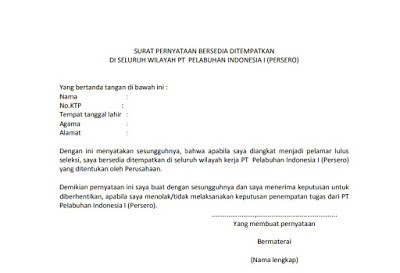 Contoh Surat Lamaran Kerja Bersedia Ditempatkan Dimana Saja - KibrisPDR