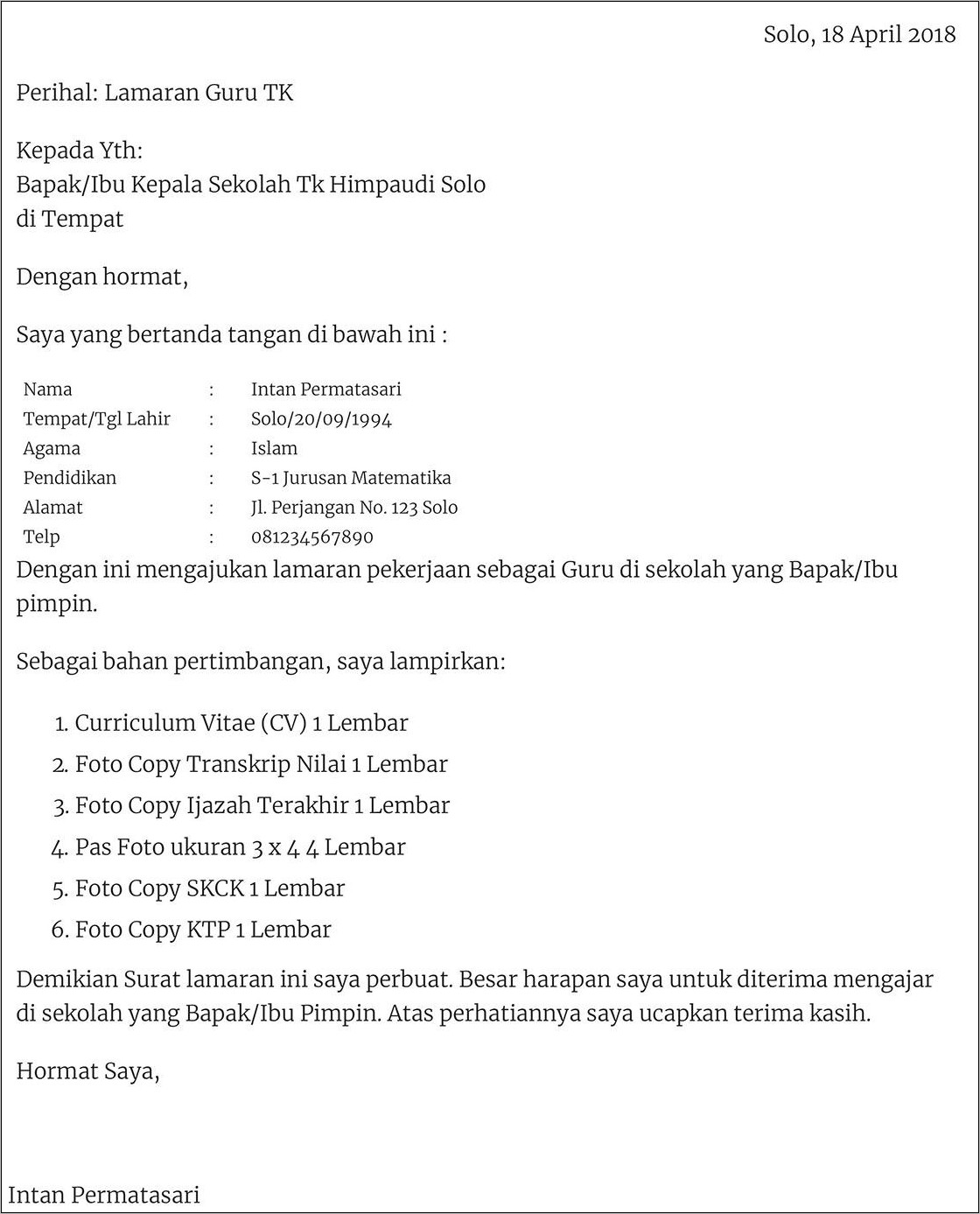 Detail Contoh Surat Lamaran Kerja Bimbel Nomer 54