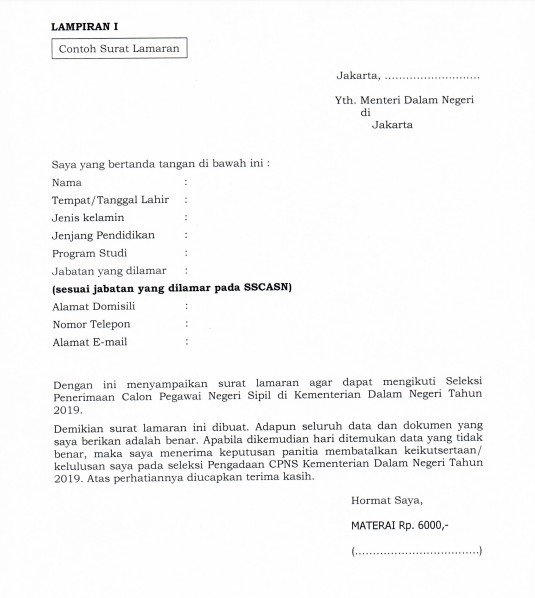 Detail Contoh Surat Lamaran Kerja Cpns 2019 Nomer 4