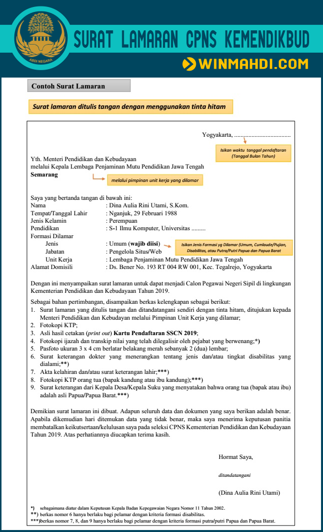 Detail Contoh Surat Lamaran Kerja Cpns 2019 Nomer 31