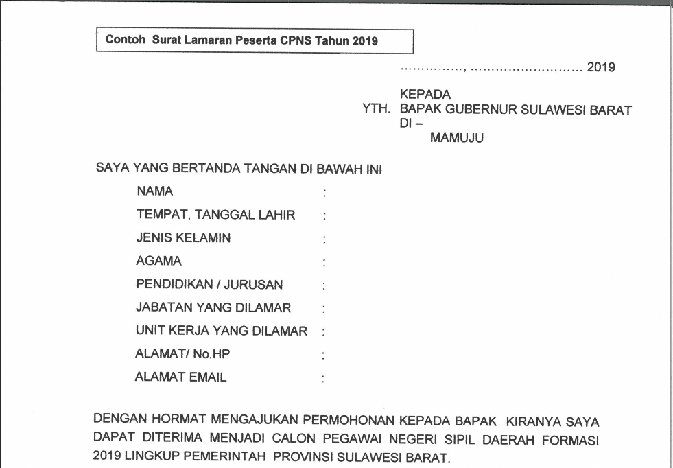 Detail Contoh Surat Lamaran Kerja Cpns 2019 Nomer 10