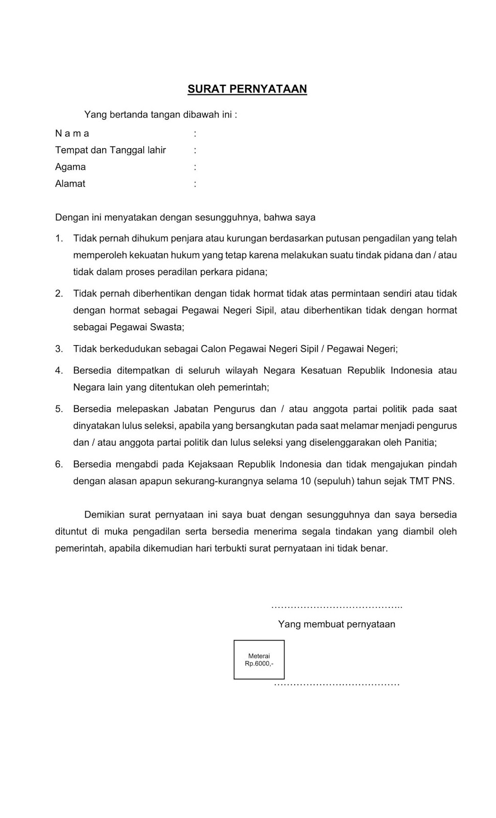 Detail Contoh Surat Lamaran Kerja Cpns Kejaksaan Tulis Tangan Nomer 7