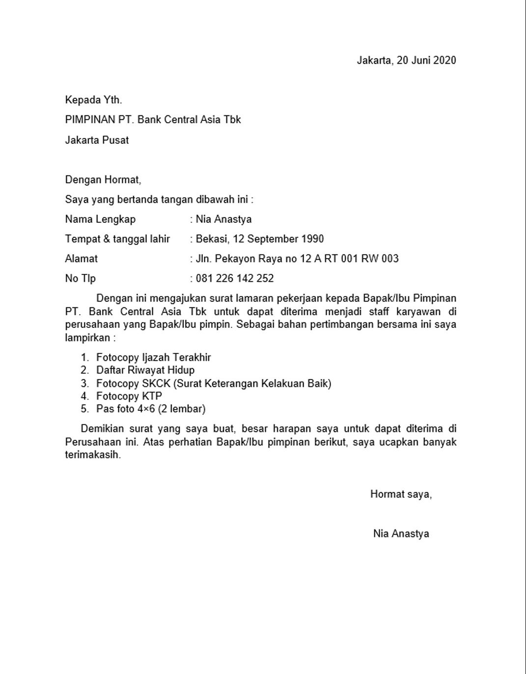 Detail Contoh Surat Lamaran Kerja Dan Cv Via Email Nomer 43