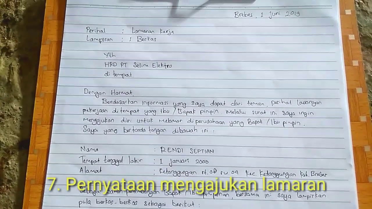 Detail Contoh Surat Lamaran Kerja Dengan Tulisan Tangan Nomer 48