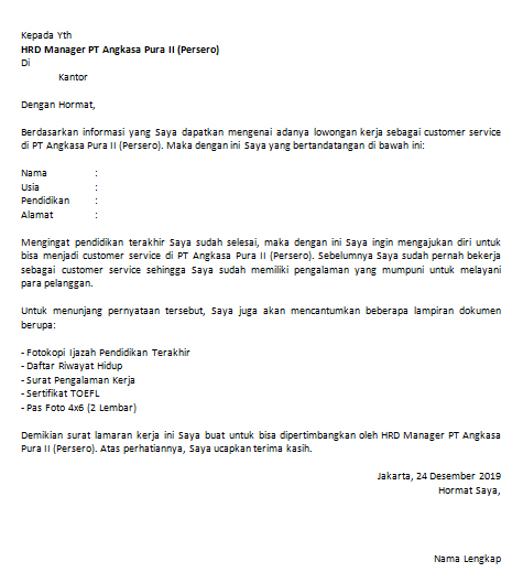 Detail Contoh Surat Lamaran Kerja Di Bandara Nomer 26