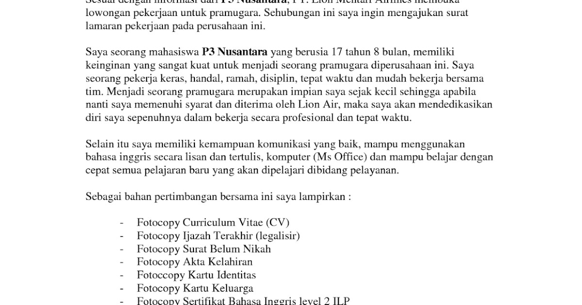 Detail Contoh Surat Lamaran Kerja Di Bandara Juanda Surabaya Nomer 23