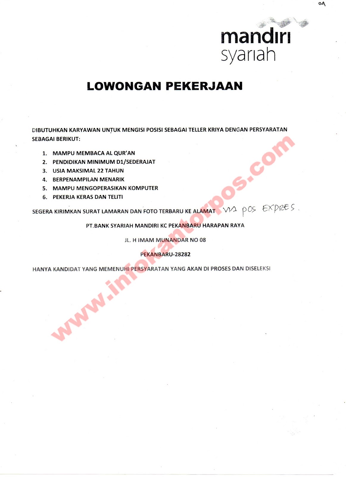 Detail Contoh Surat Lamaran Kerja Di Bank Mandiri Nomer 49