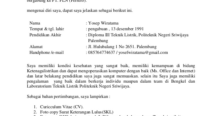 Detail Contoh Surat Lamaran Kerja Di Bengkel Nomer 49