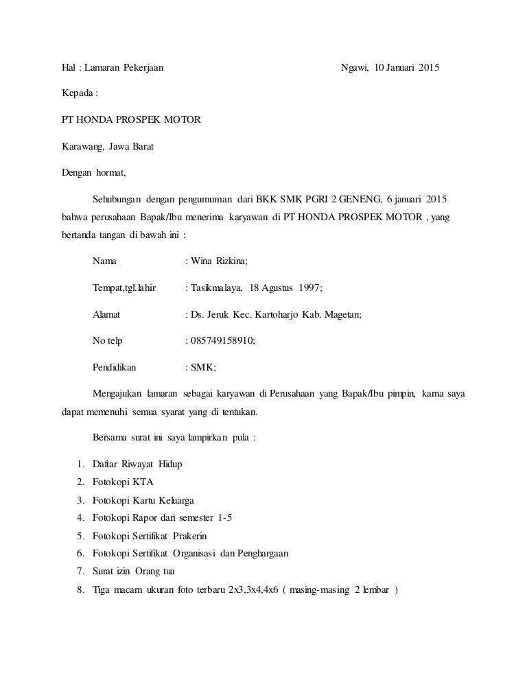 Detail Contoh Surat Lamaran Kerja Di Dealer Nomer 15