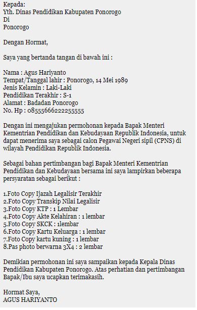 Detail Contoh Surat Lamaran Kerja Di Dinas Nomer 31