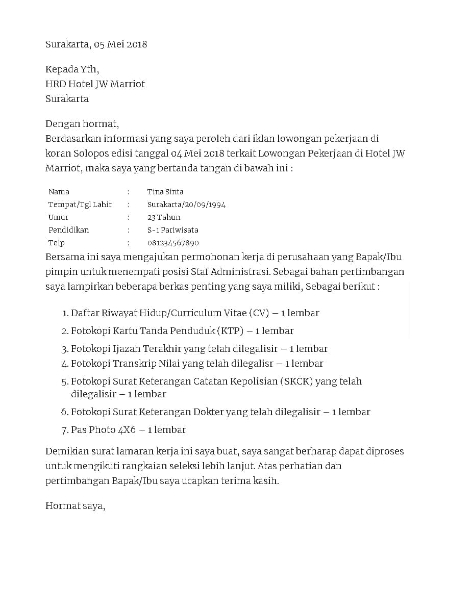 Detail Contoh Surat Lamaran Kerja Di Kantor Kecamatan Nomer 24