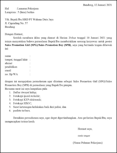 Detail Contoh Surat Lamaran Kerja Di Matahari Nomer 40