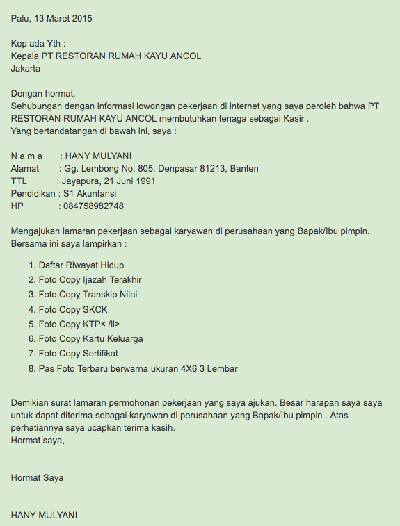 Detail Contoh Surat Lamaran Kerja Di Minimarket Nomer 24