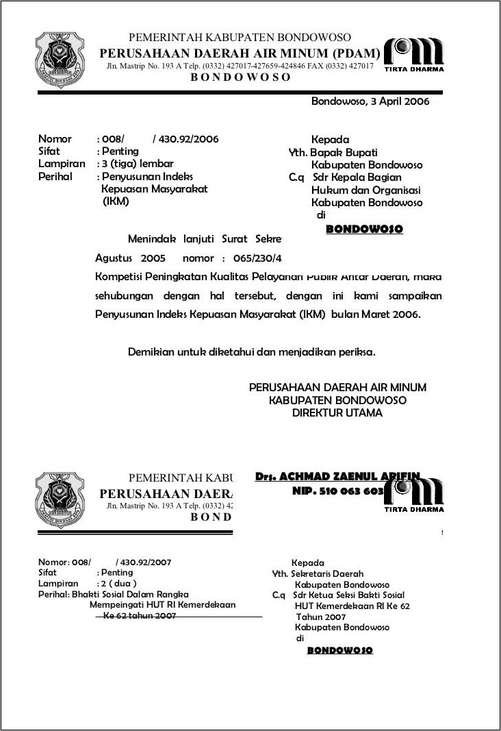 Detail Contoh Surat Lamaran Kerja Di Pdam Nomer 25