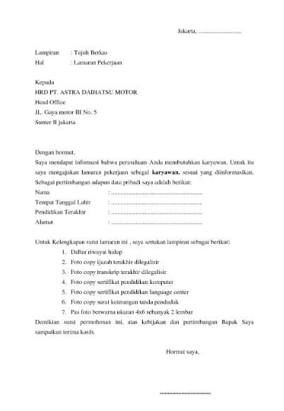 Detail Contoh Surat Lamaran Kerja Di Pt Nomer 48