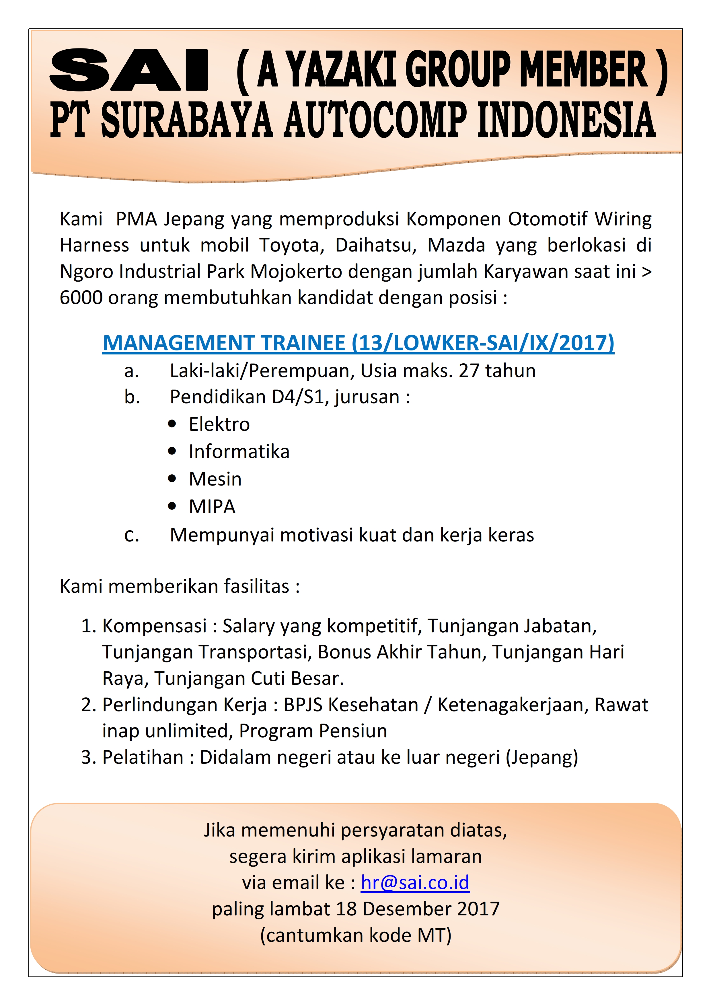 Detail Contoh Surat Lamaran Kerja Di Pt Sai Mojokerto Nomer 13