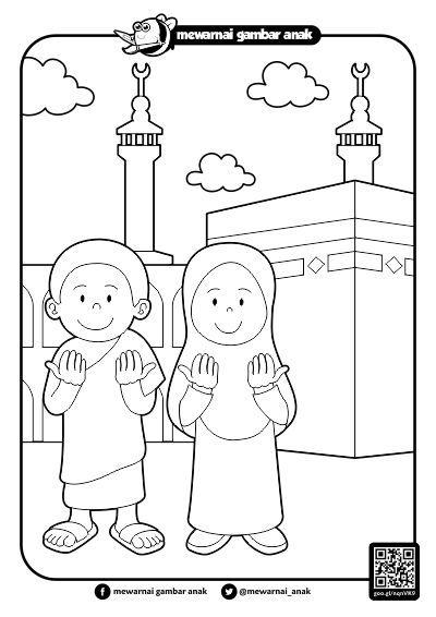 Detail Gambar Mewarnai Anak Islami Nomer 8