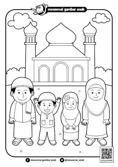 Detail Gambar Mewarnai Anak Muslim Nomer 11
