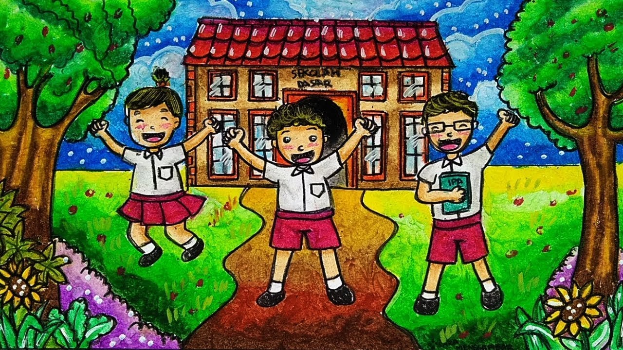 Detail Gambar Mewarnai Anak Sekolah Dasar Nomer 33