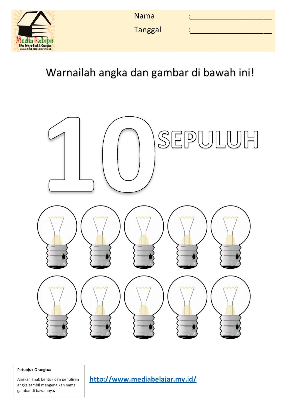 Detail Gambar Mewarnai Angka 1 10 Nomer 37