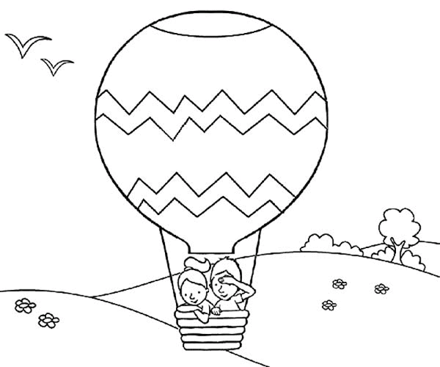 Gambar Mewarnai Balon Udara - KibrisPDR