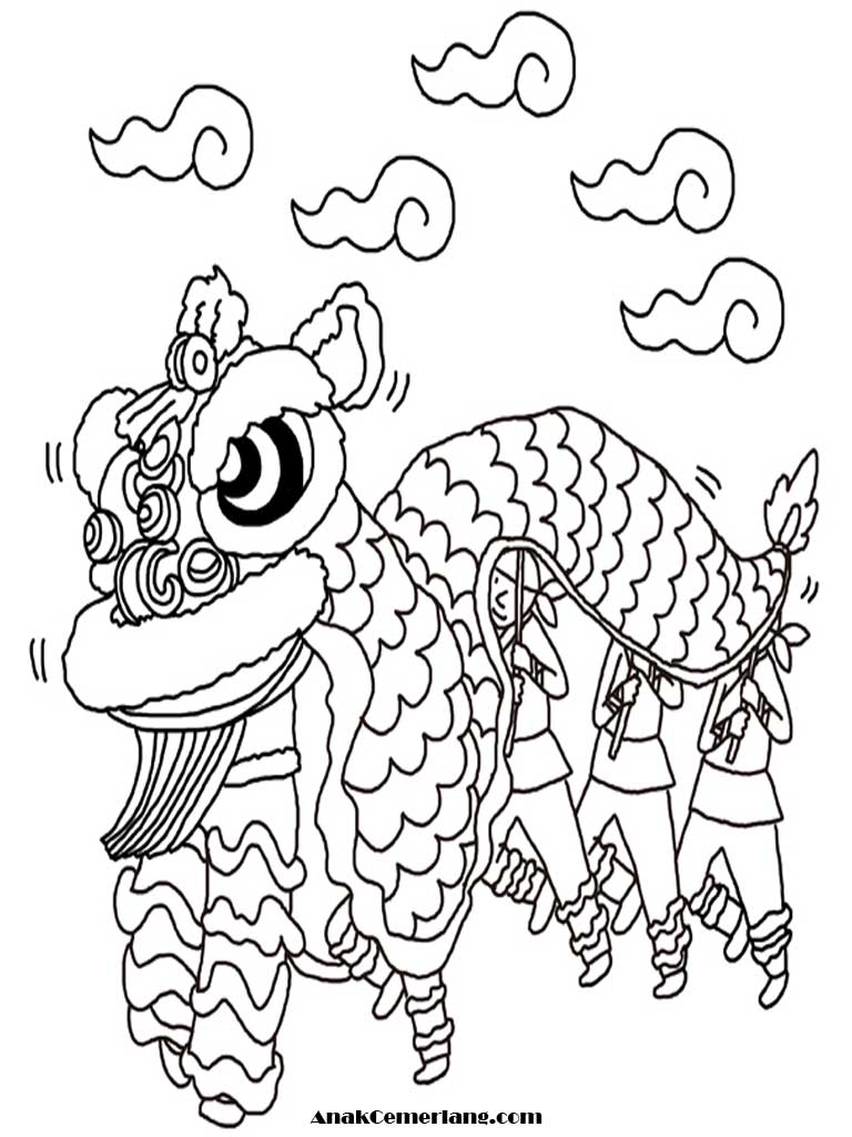gambar mewarna tarian singa