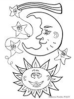 Detail Gambar Mewarnai Bulan Bintang Matahari Nomer 2