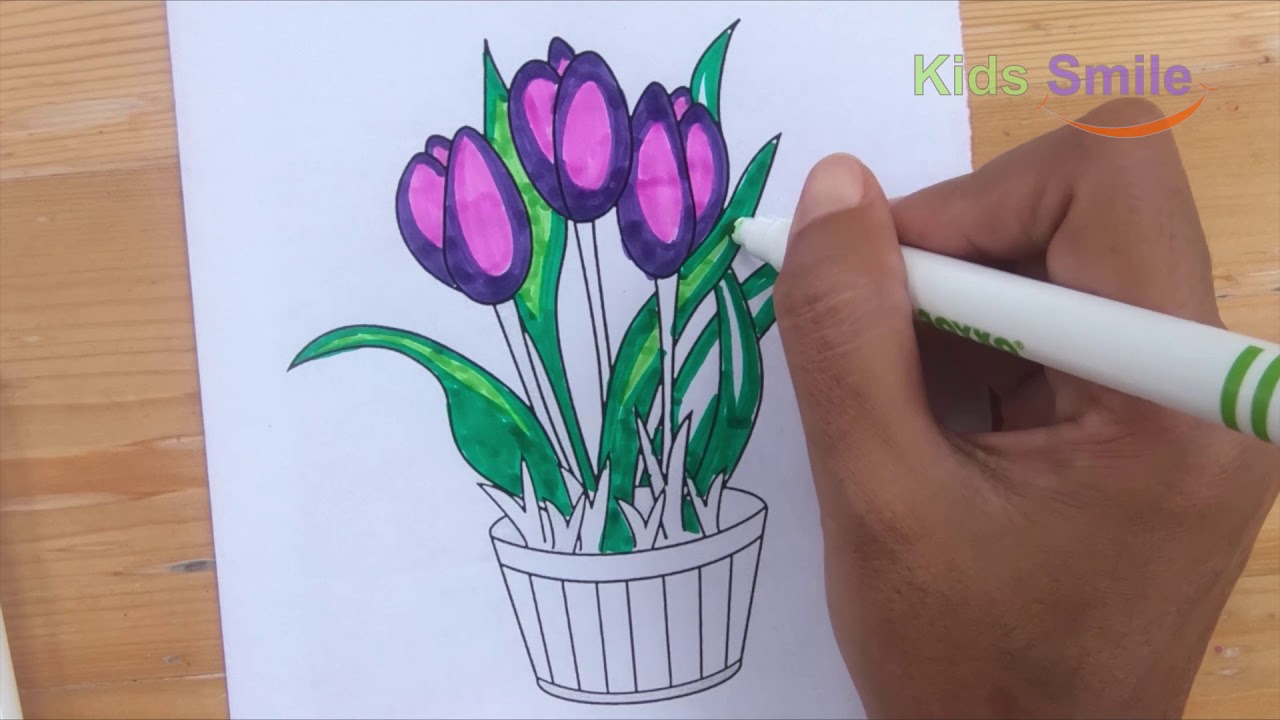 Detail Gambar Mewarnai Bunga Tulip Nomer 22