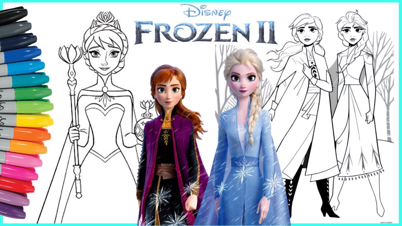 Detail Gambar Mewarnai Frozen Elsa Dan Anna Nomer 2